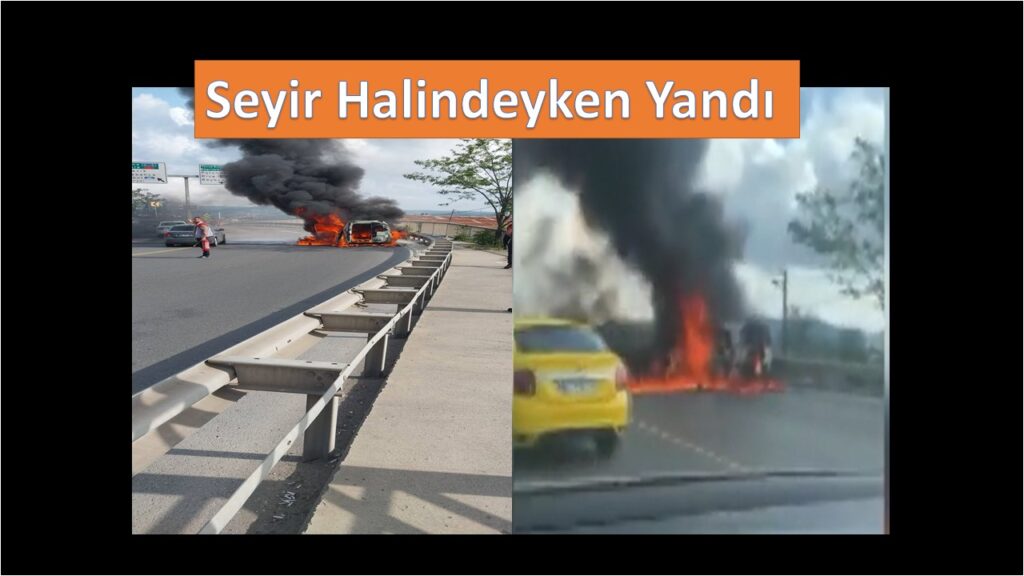 Kavacıkta Seyir Halindeki Hafif Ticari Araç Yandı