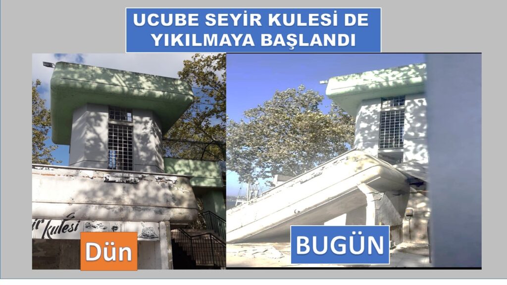 Üst geçidin ardından UCUBE’de yıkılıyor.