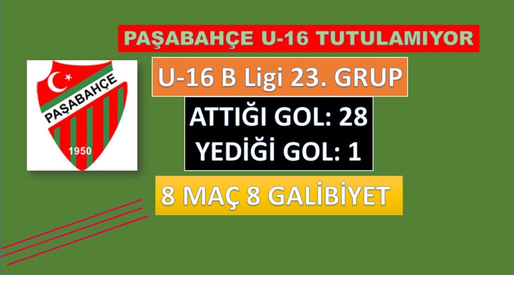 Paşabahçe U-16 Takımı Fırtına Gibi Esiyor. İşte o puan durumu