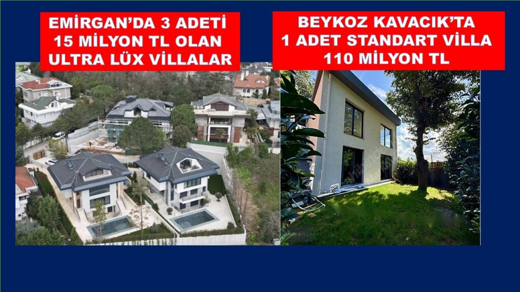 BEYKOZ EL YAKIYOR! EMİRGAN’DA 3 ADET ULTRA LÜX VİLLA 15 MİLYON TL İKEN, BEYKOZ’DA 1 STANDART VİLLA 110 MİLYON TL
