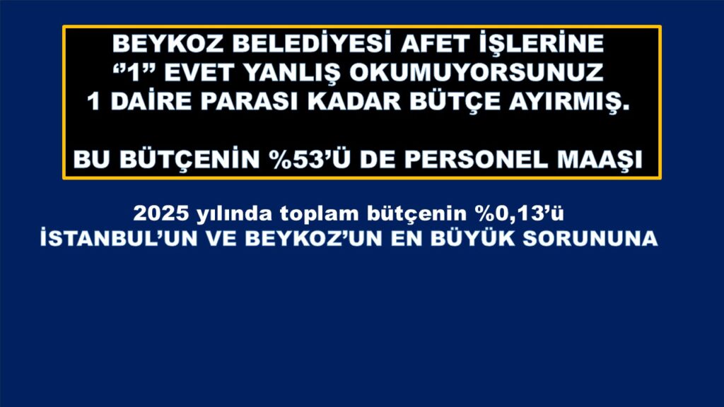 BEYKOZ BELEDİYESİ AFETİ BU KADAR ÖNEMSEMİŞ. % 0.13