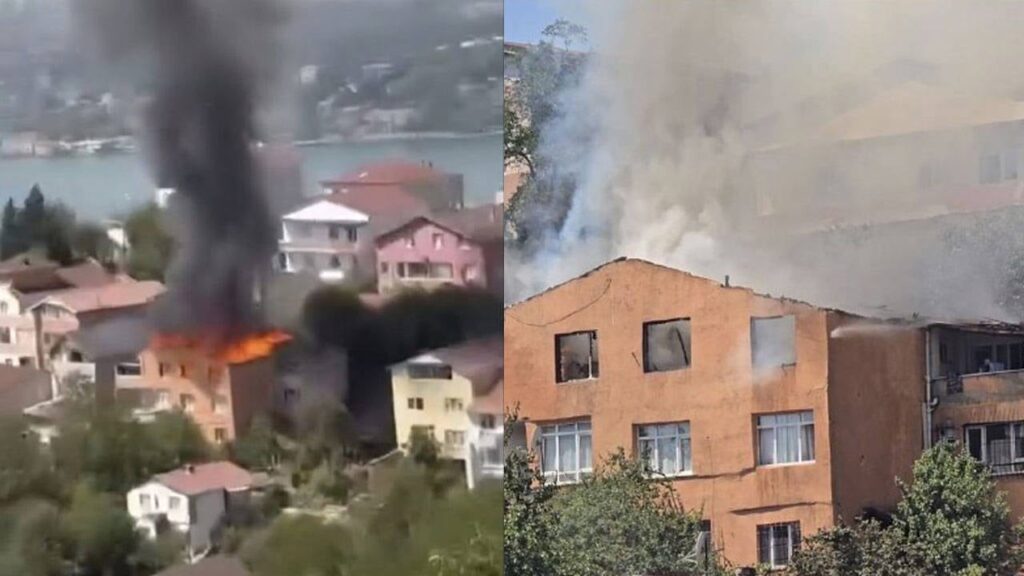 BEYKOZ’DA YANGIN. ÇATIDA MAHSUR KALAN 4 KİŞİ KURTARILDI .