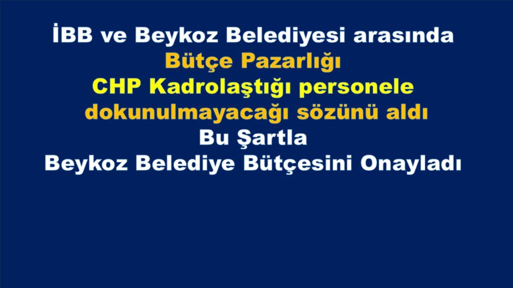 İBB’DEN ACZİYET GÖSTEREN BEYKOZ BELEDİYESİ’NE İRADE GASPI. CHP’li Meclis Üyesi Açıkladı…