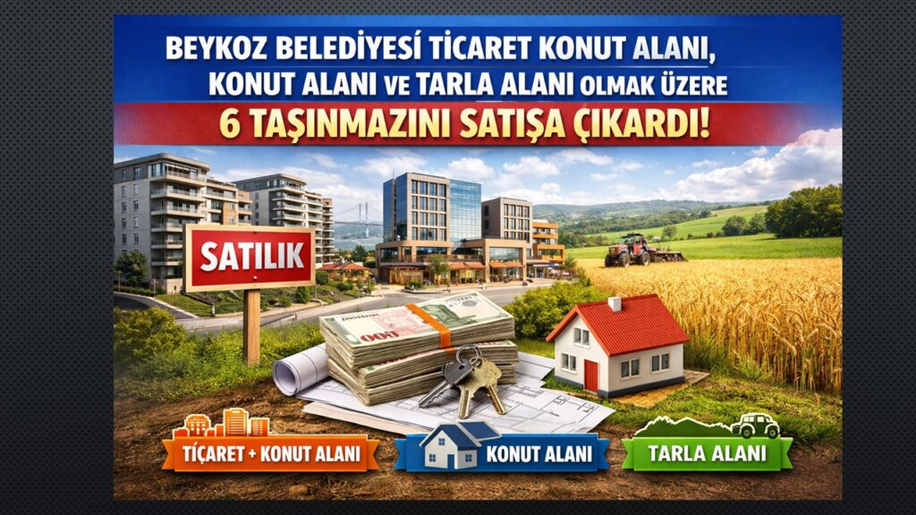Beykoz Belediyesi Çubuklu, Görele ve Göllü Mahallelerindeki bazı taşınmazlarını SATIŞA ÇIKARDI