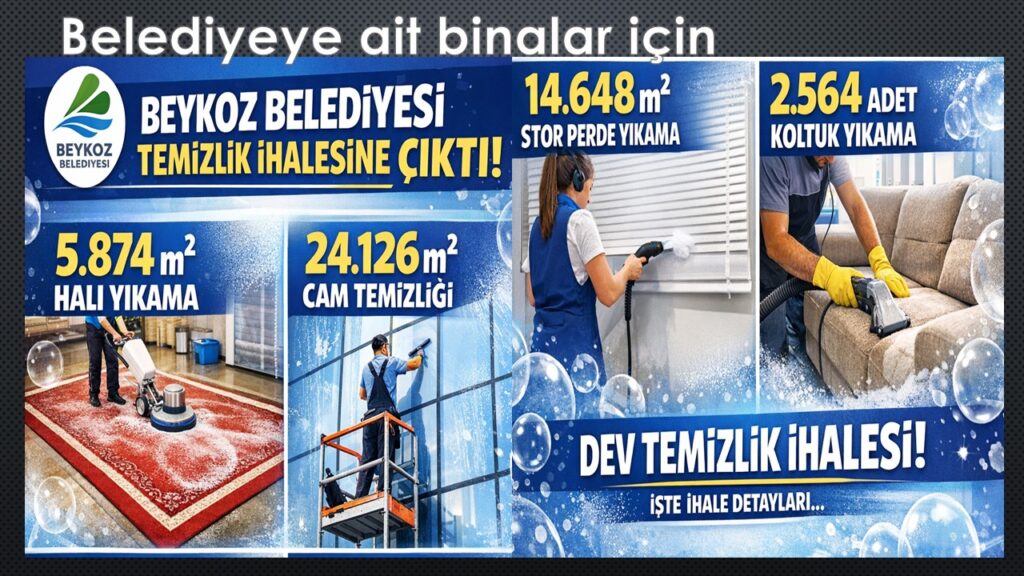 Beykoz Belediyesi halıdan, stor perdelere 44 Bin m² temizlik alanını İHALEYE VERİYOR