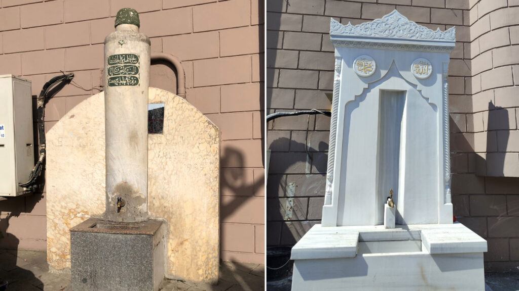 Beykoz’da 300 yılık tarihi çeşmeyi böyle sözde restore ederek YOK ETTİLER